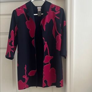 Chico's Navy and Pink Floral Jacket